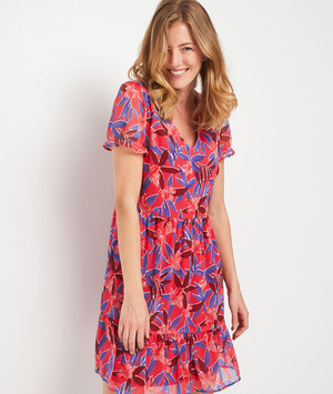 Robe à étage imprimée femme ROUGE