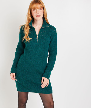 Robe pull ajourée femme VERT