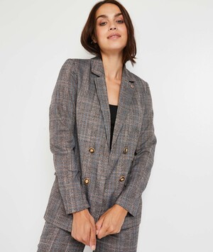 Veste de tailleur carreaux femme GRIS