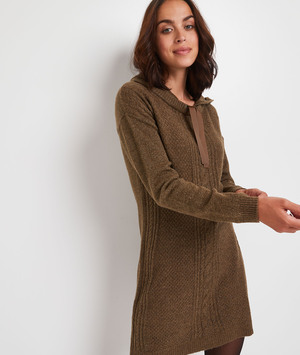 Robe pull à capuche femme KAKI