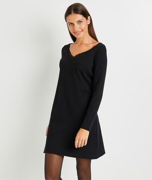 Robe pull dentelle femme NOIR