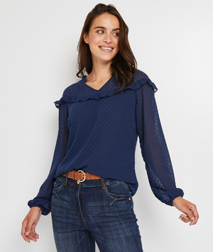 Blouse marine à volants femme MARINE