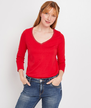 Tshirt manches longues femme ROUGE