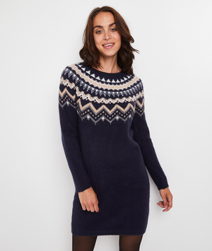 Robe pulle jacquard femme BLEU