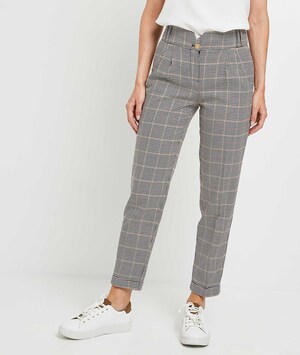 Pantalon cigarette à carreaux femme MULTICOLORE