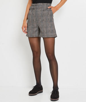 Short carreaux femme GRIS