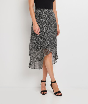 Jupe imprimée asymétrique femme NOIR
