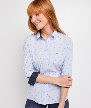 Chemisier bleu imprimé femme BLEU
