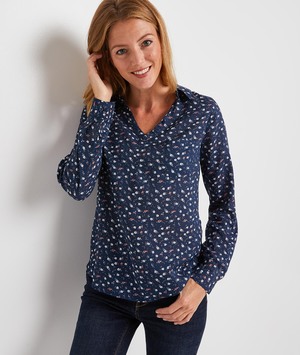 Chemise marine imprimé fleuri femme MARINE