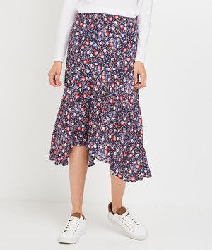 Jupe fleurie asymétrique femme MARINE