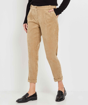 Pantalon en velours beige femme BEIGE