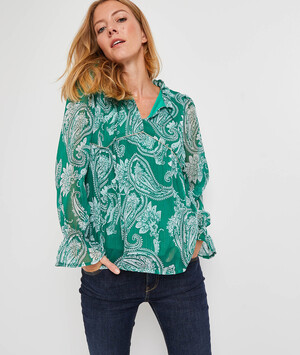 Blouse verte imprimé cachemire femme VERT