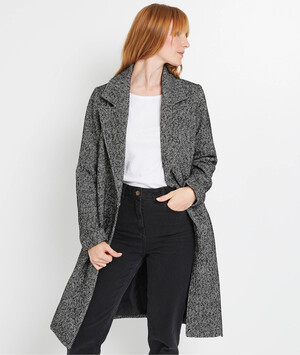 Manteau en laine peignoir femme NOIR