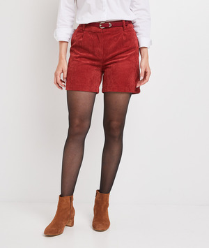 Short en velours femme BRIQUE