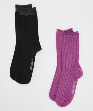Chaussettes (lot de 2) hautes femme ROSE