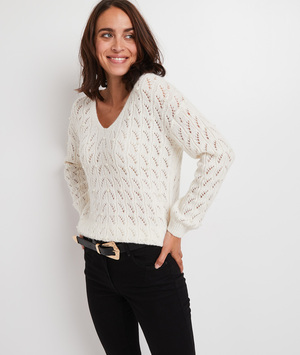 Pull ajouré écru femme ECRU