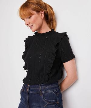 Tshirt dentelle femme NOIR