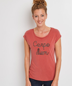 T-shirt terracotta à message femme TERRACOTTA
