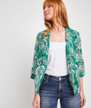 Veste blaser imprimé femme VERT