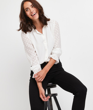 Chemise détails plumetis femme ECRU