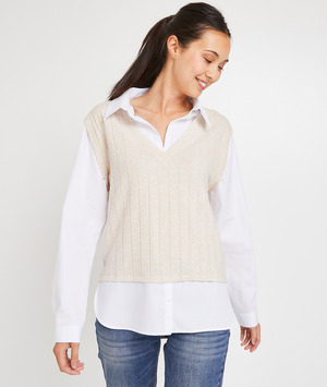 Top 2 en 1 femme BEIGE