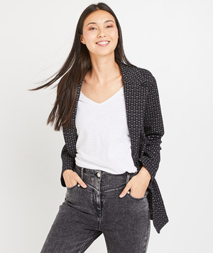 Veste tailleur noire en maille femme NOIR