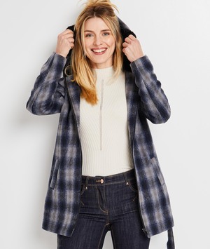 Manteau à carreaux femme NOIR