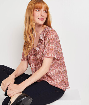 Blouse imprimée manches courtes femme ROSE