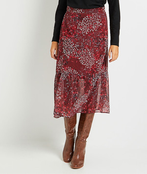 Jupe mi-longue imprimée femme BORDEAUX