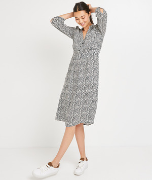 Robe longue imprimée fluide femme BLANC