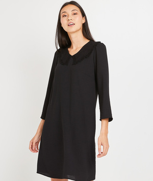 Robe noire manches 3/4 femme NOIR
