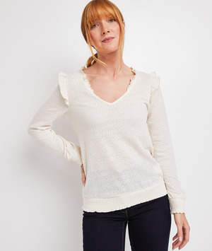 Blouse écru volantée femme ECRU