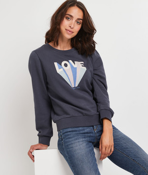 Sweat gris brodé femme GRIS