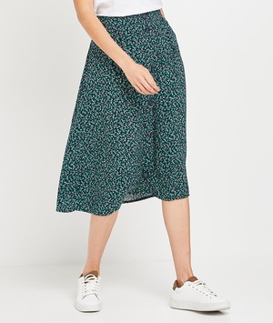 Jupe mi-longue boutonnée imprimé femme MARINE