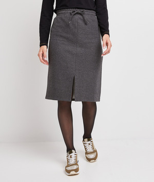 Jupe mi-longue en molleton femme GRIS