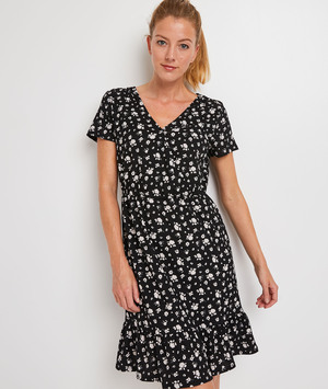 Robe noire en maille imprimée femme NOIR