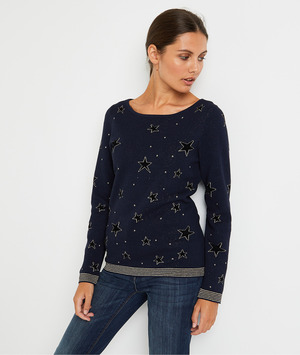 Pull à motif étoile femme MARINE