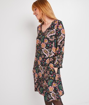 Robe fluide imprimée femme IMPRIME FOND NOIR