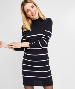 Robe pull à rayures femme MARINE