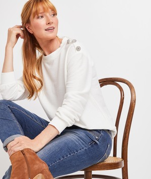 Sweat en maille écru femme ECRU