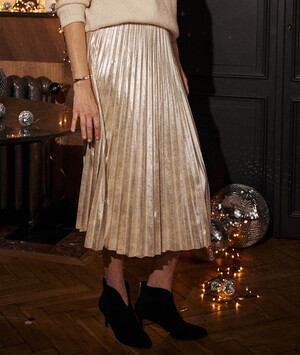 Jupe plissée dorée femme OR