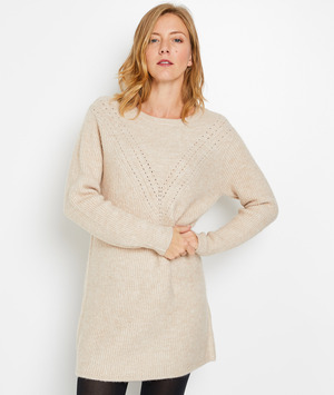 Robe pull en maille femme BEIGE