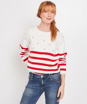 Pull marinière femme ROUGE