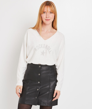 Pull loose rock femme BLANC