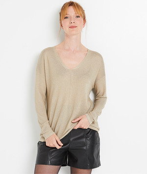 Pull effet loose beige femme BEIGE