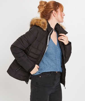 Doudoune à capuche femme NOIR