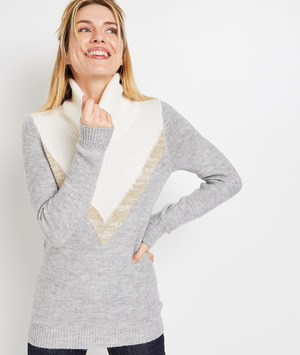 Robe pull col roulé femme GRIS