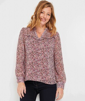 Blouse imprimée à volants femme ROSE