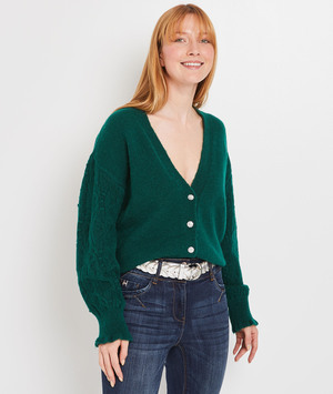 Gilet vert col V femme VERT