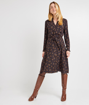 Robe chemise imprimée femme IMPRIME FOND NOIR
